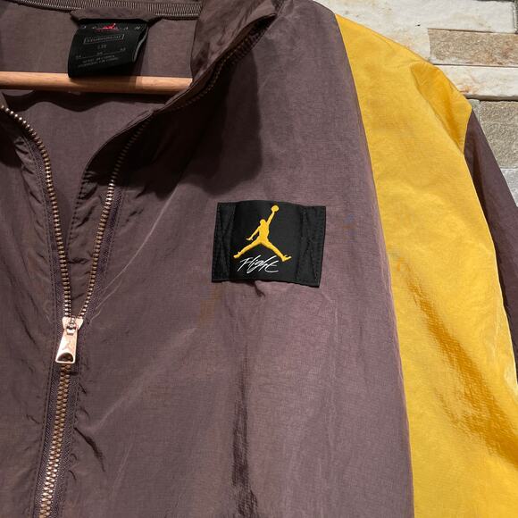 Rare Michael Jordan Flight Colorblock Nylon Track Jacket | Brown Yellow, M - Picture 4 of 10